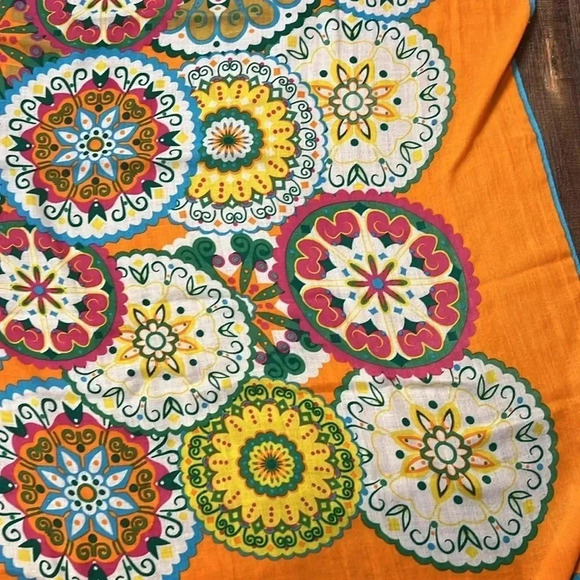 Ruyi Scarf Boho Cottagecore 100% Polyester Orange Artsy decoration 53x54 inches - Picture 2 of 6